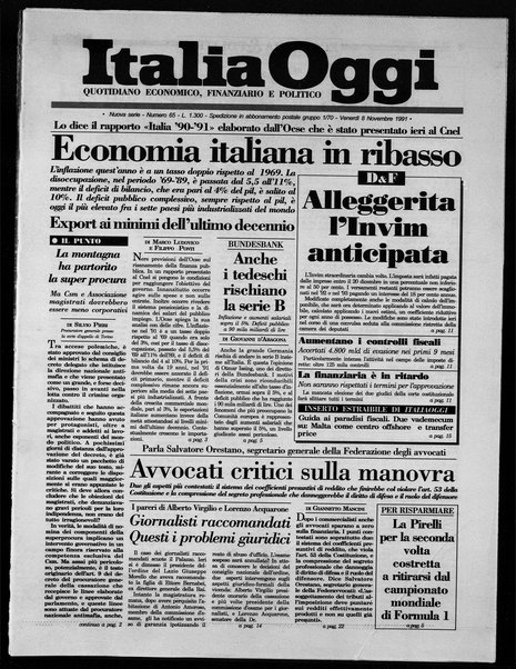 Italia oggi : quotidiano di economia finanza e politica